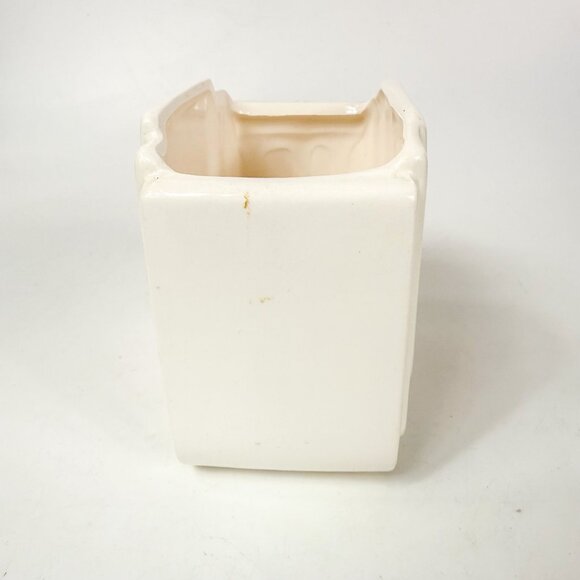 Vintage Napco Ceramic Art Deco White Planter Merry Christmas Green Bow Holiday D - Picture 5 of 6